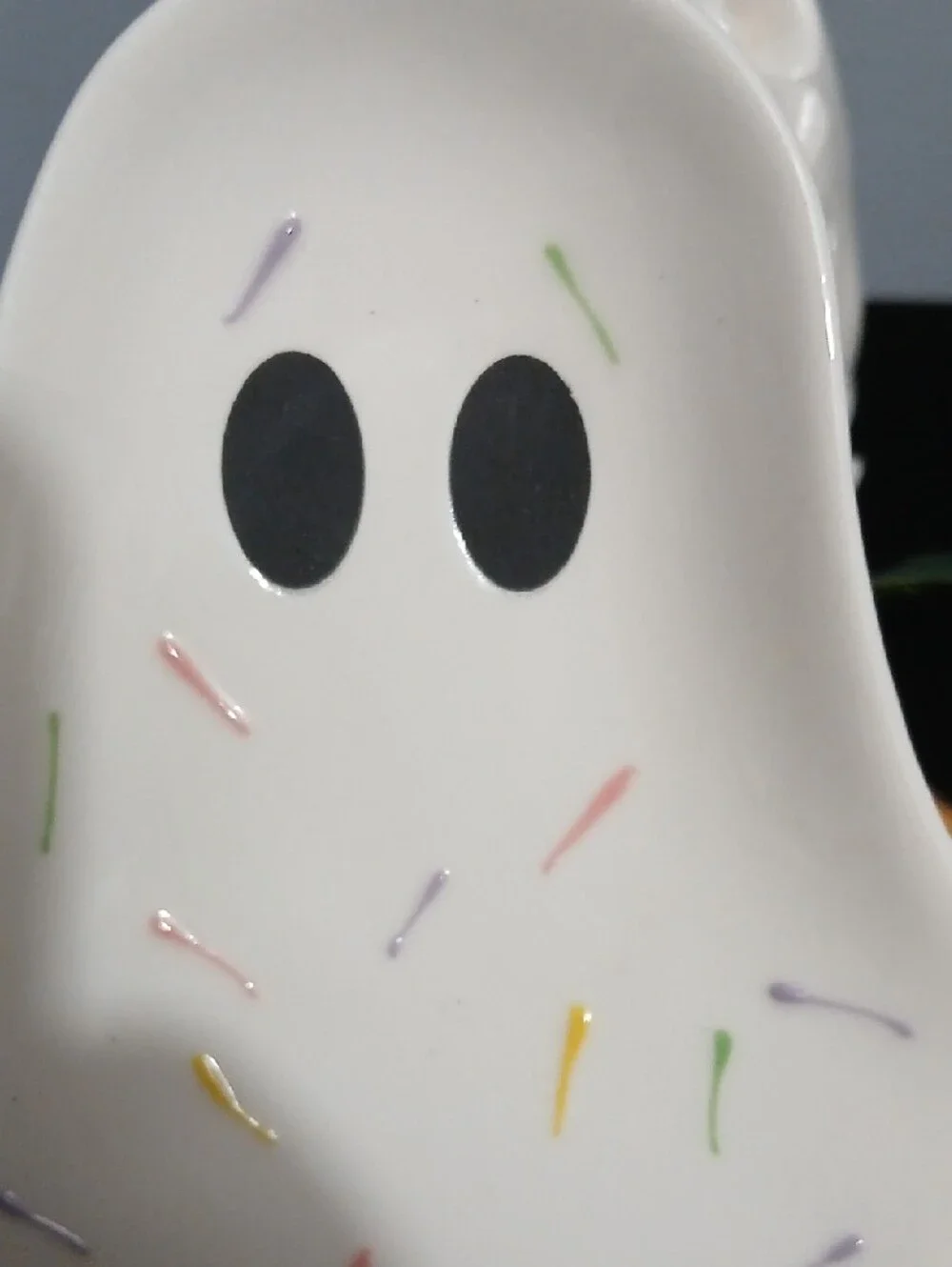 Cute White Ghost Trinket Dish with Pastel Sprinkles NWT